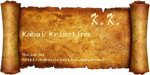 Kabai Krisztina névjegykártya